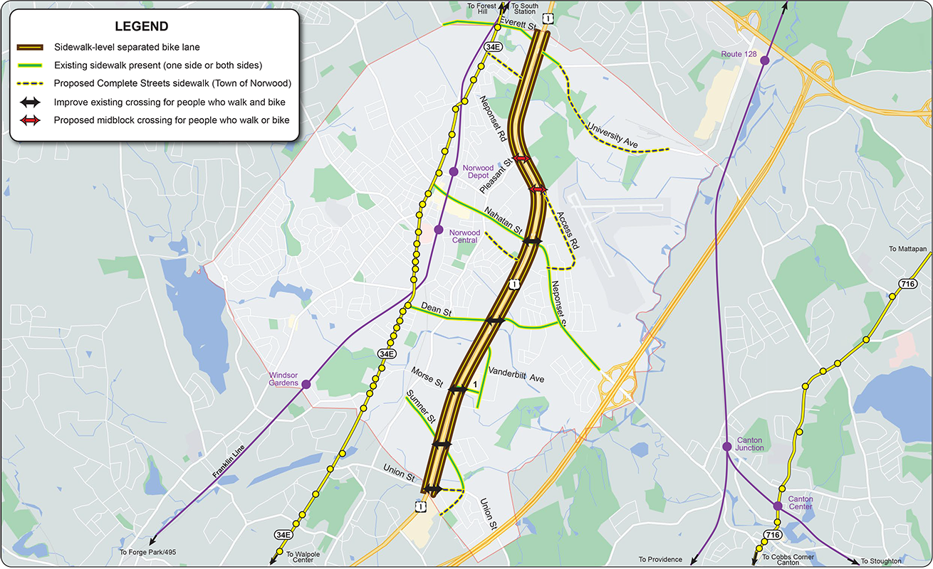 Figure 25
Summary of Walking and Biking Improvements
Figure 25 is map showing the walking and biking infrastructure improvements.
Figure 25
Summary of Walking and Biking Improvements
Figure 25 is map showing the walking and biking infrastructure improvements.